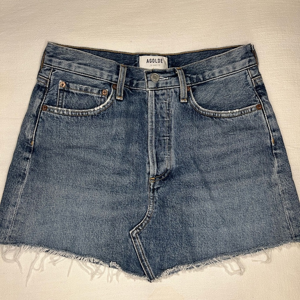 AGOLDE never been worn medium wash denim mini skirt